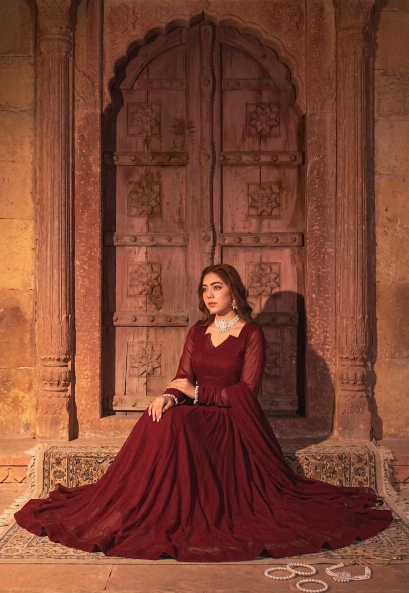 Solid  2-Piece Chiffon Maxi opna allwo parsal