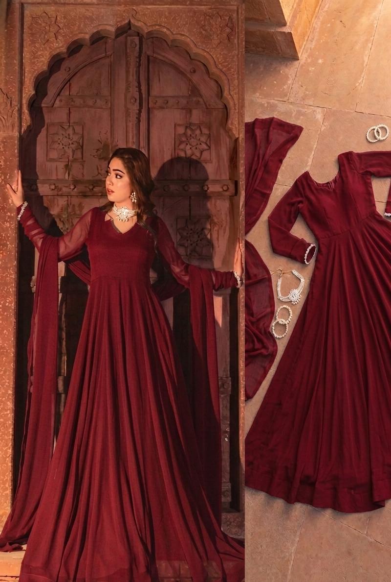 Solid  2-Piece Chiffon Maxi opna allwo parsal