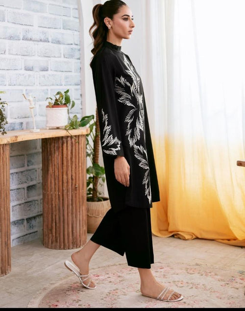 Elegant Black Cotton girpi Block Printed 2-Piece Suit
