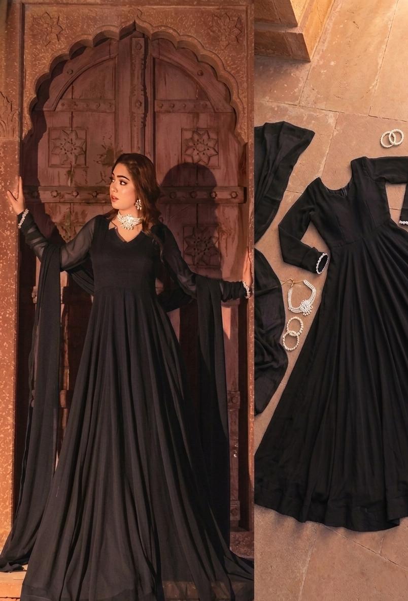 Solid  2-Piece Chiffon Maxi opna allwo parsal
