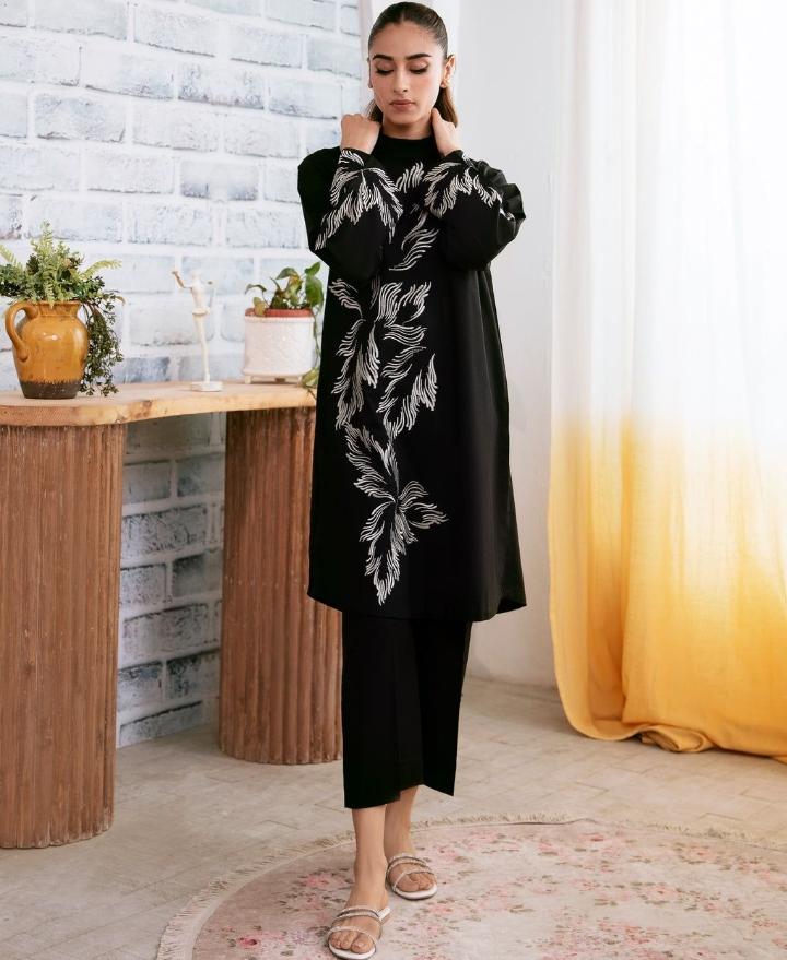 Elegant Black Cotton girpi Block Printed 2-Piece Suit